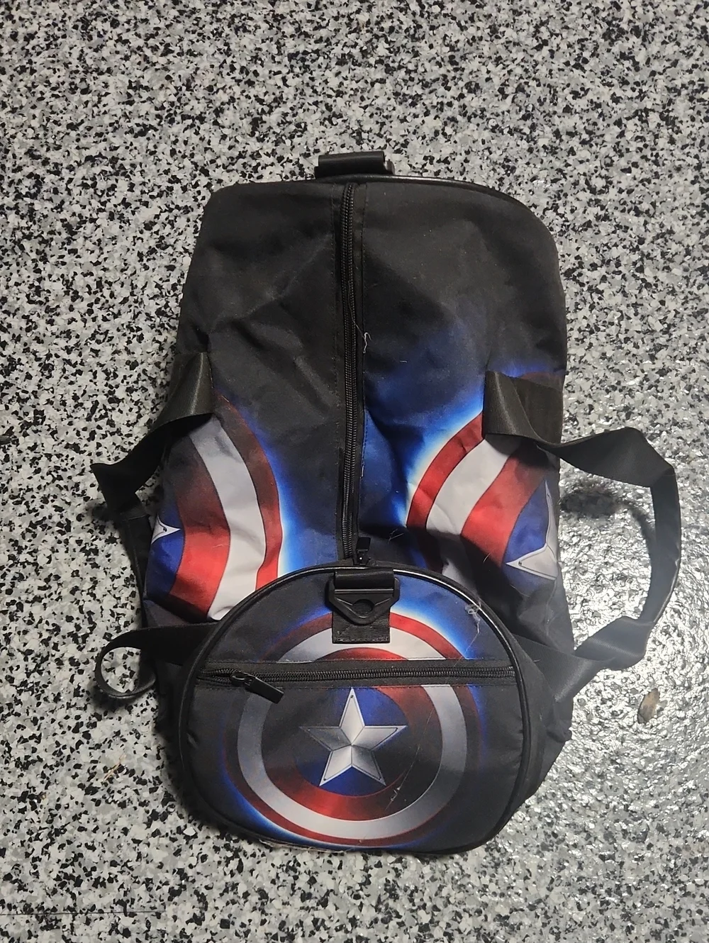 Captain America Shield Black Duffel Bag - Casual Travel Tote